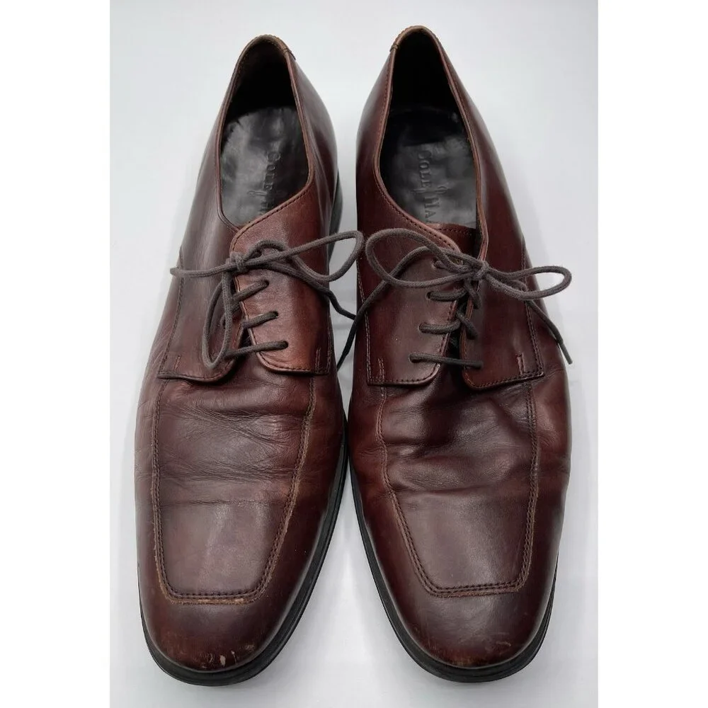 COLE HAAN Mens Casual Dress Shoes Fine Brown Leather Lace Up Oxfords Size 11 1/2